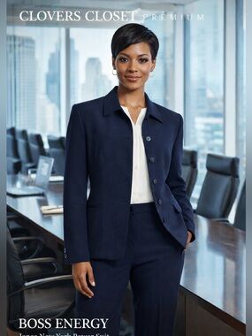Jones New York Navy Blazer Jacket Size 14 Tailored Career Classic